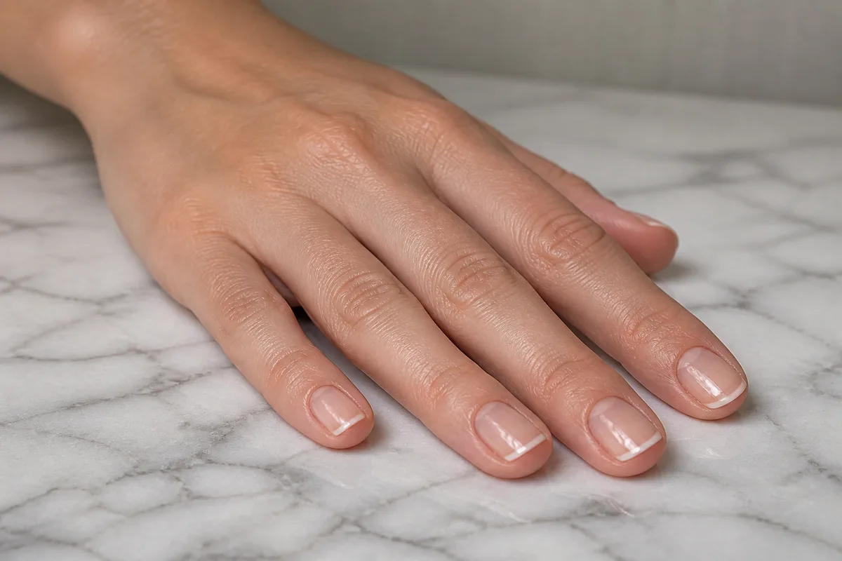 French selon la forme de l'ongle : court, amande ou carré